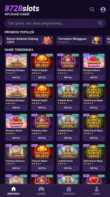 Tampilan katalog aplikasi 8728slots