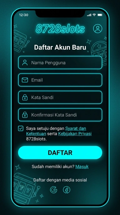 Tampilan halaman daftar 8728slots