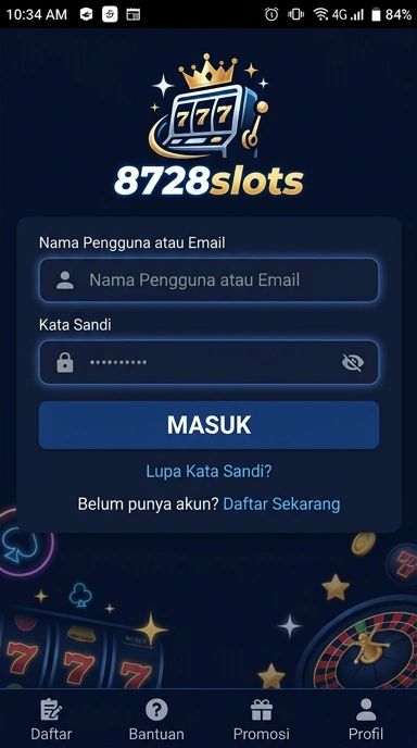 Tampilan halaman login 8728slots