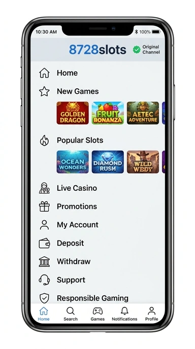Tampilan kanal resmi 8728slots