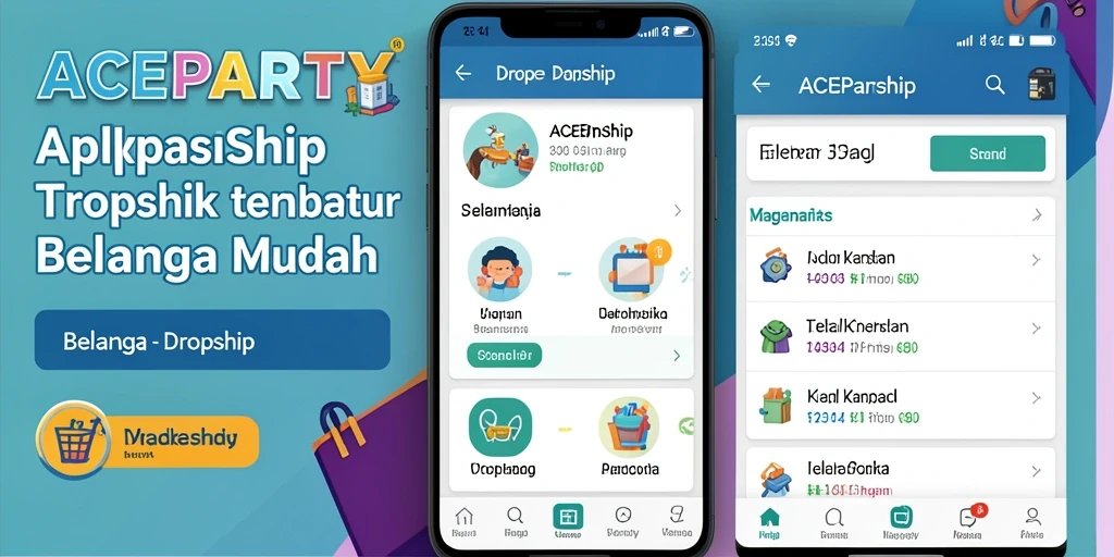 Antarmuka aplikasi ACEPARTY yang mudah digunakan untuk belanja dropship.