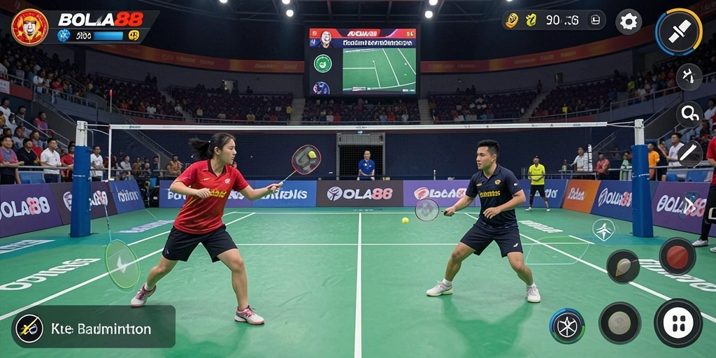 Tampilan antarmuka BOLA88 dengan grafis badminton yang menakjubkan.