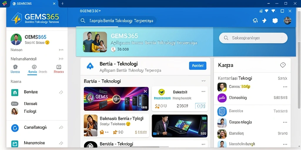 Tampilan antarmuka aplikasi GEMS365 yang modern dan fungsional.