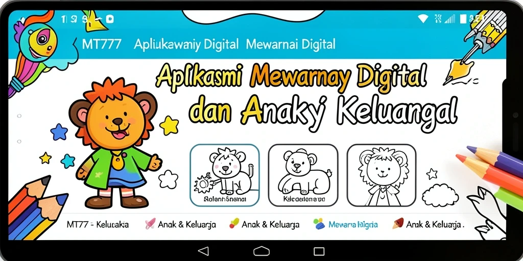 Antarmuka aplikasi Mewarnai Digital yang ceria dan ramah anak.